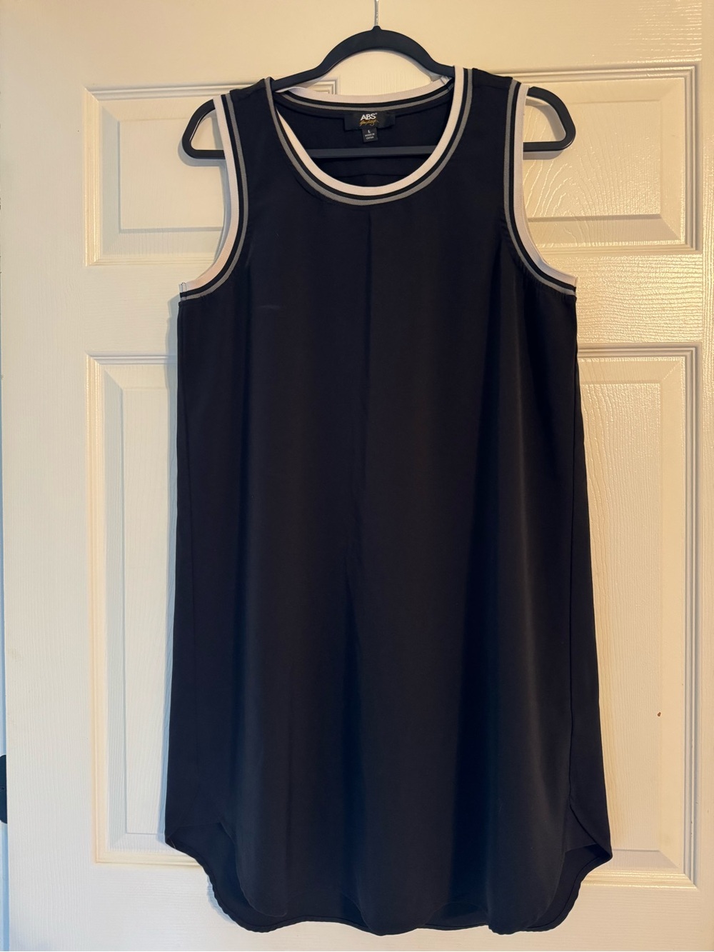 ABS Allen Schwartz Black Tank Dress with White Trim